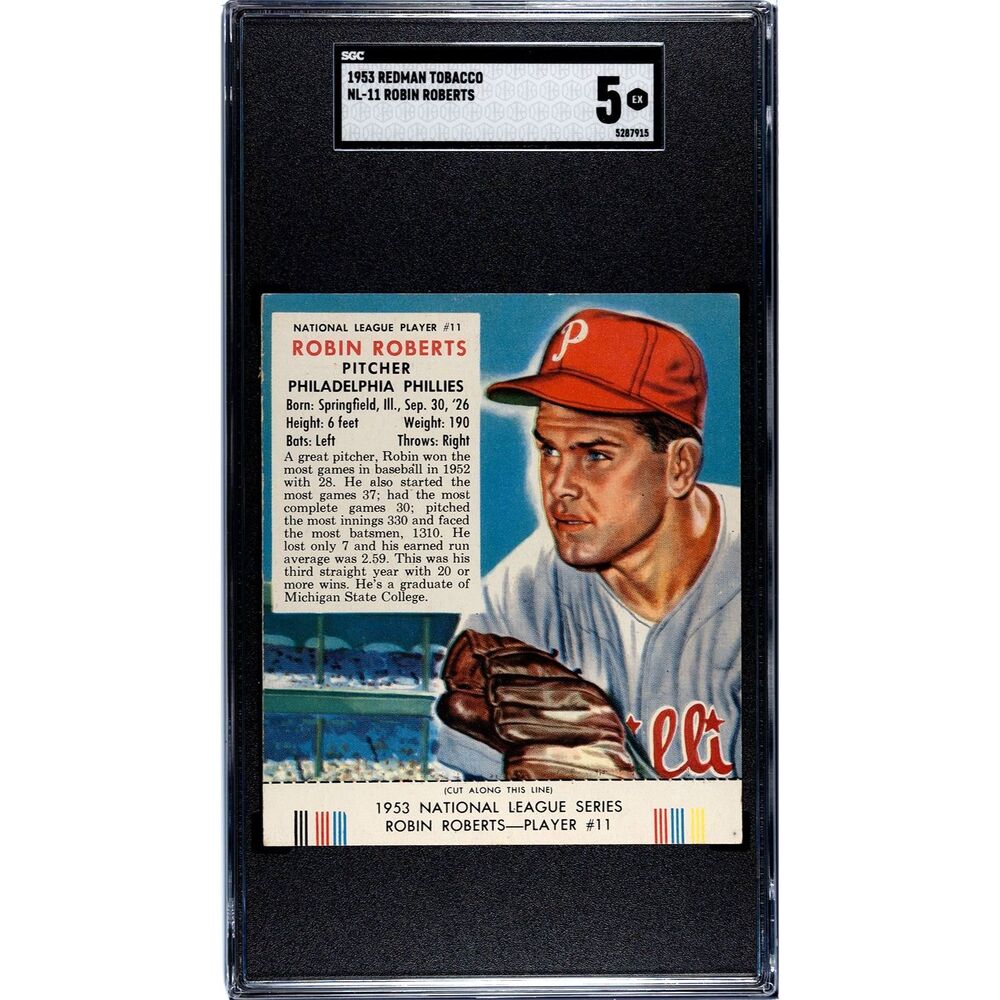 Vintage 1953 Redman Tobacco Robin Roberts SGC 5